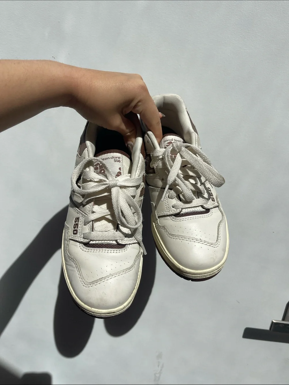 Aime Leon Dore White and Brown 550 Low-Top Sneakers